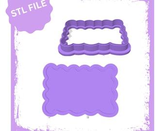 Wavy rectangle debosser & cookie cutter STL file, Baking Tool, 3D Printed Cookie Cutters, Digital File Cookie Cutters, Plain Cookie Cutters