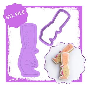 Hand holding champagne glass debosser & cookie cutter STL File, Cookie Stamp with matching cookie cutter, champagne glass cookie cutter