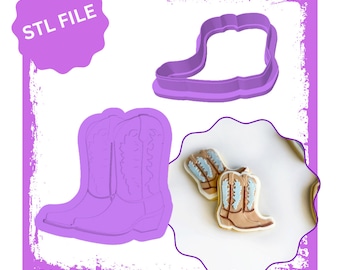 Cowboy boots debosser & cookie cutter STL file, Country Cookie Cutters, Western Cookie Cutters, Baby Shower Cookie Cutters, Birthday Cookies