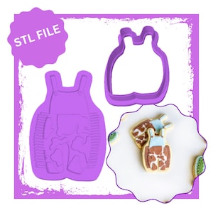Cowboy onsie debosser & cookie cutter STL file, Baby Shower Cookie Cutters, Baby Onsie, Baby Outfit, Birthday Cookie Cutters, Baking Tools