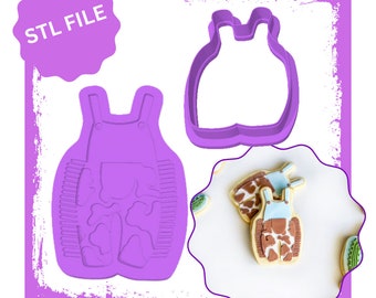 Cowboy onsie debosser & cookie cutter STL file, Baby Shower Cookie Cutters, Baby Onsie, Baby Outfit, Birthday Cookie Cutters, Baking Tools