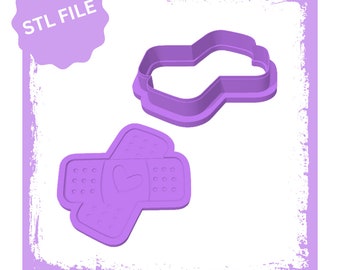 Band aid debosser & cookie cutter STL file, Nurse Cookies, 3D Printed Cookie Cutters, Digital File Cookie Cutters, Baking Tools