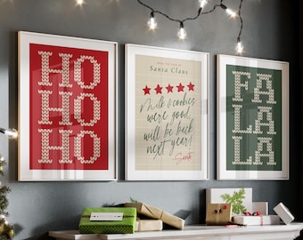 Classic Christmas Wall Art Prints, Holiday Decor (Digital Download)