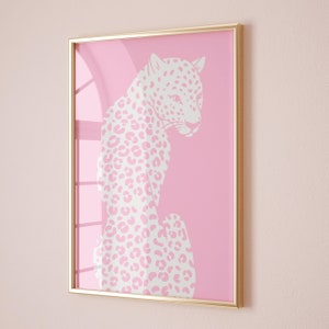 leopard prints light pink preppy wall art preppy dorm room decor aesthetic wall art cheetah prints trendy muted pink wall art dopamine decor