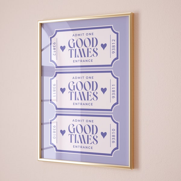 good times ticket poster bar cart art cocktail print trendy purple wall art purple college apartment decor preppy aesthetic dorm decor