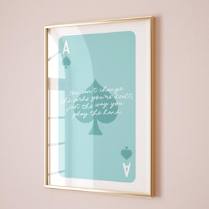 Ace Of Spades Print, Retro Playing Card Wall Art, Affirmations Quote Poster, Tiffany Green College Decor, Trendy Aesthetic Preppy Room Decor