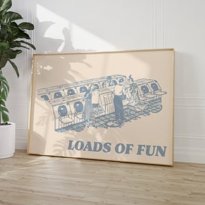 Loads of Fun print, Funny laundry wall art sign, Coastal laundry room decor, Cute laundromat quote art poster, Beachy aesthetic house decor