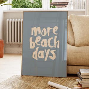 Mehr Strandtage Poster Küstenlandschaft blau Typografie Plakat Strand Haus Deko Ozean Meer Wandkunst Meer Wandkunst Printables