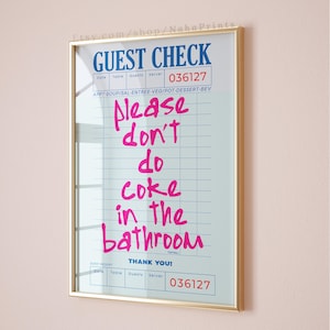 Por favor, no consumas Coca-Cola en el baño, póster de cócteles con diseño de carrito de bar, decoración de dormitorio preppy Y2K, arte de pared de Coca-Cola preppy de moda, decoración de apartamento