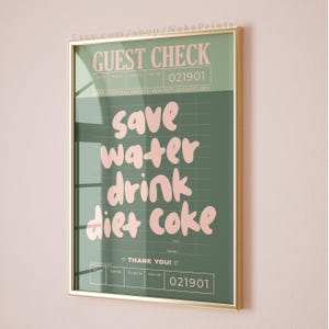 guest check prints trendy wall art sage green and pink aesthetic poster preppy wall art decor retro bar cart art trendy green printable art
