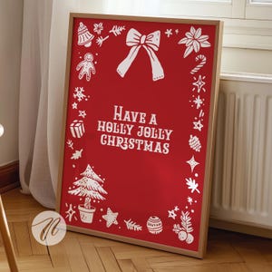 Holly Jolly Print, Weihnachtsdekor, Weihnachtsdekor, trendige Weihnachtsdrucke, fröhliche Weihnachtskunst, süße Weihnachtsdekoration, druckbare Digitaldrucke