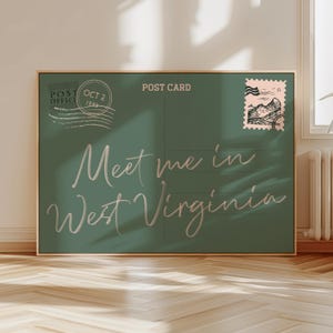 West Virginia Postkartendruck, Zustand Liebe Wandkunst, minimalistische Marine Ästhetik, West Virginia Geschenk, Heimatzustand Dekor, niedliches Typografie Plakat