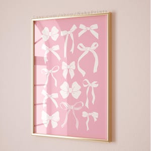 Pink Bows Print, Balletcore Wall Art, Coquette Room Decor, Light Pink Wall Art, Pastel Blush Art Print, Old Money Aesthetic Dorm Decor