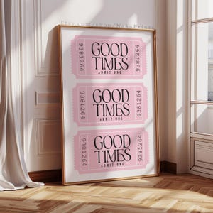 trendige Wand Kunst Drucke rosa Retro Bar Warenkorb Dekor geben eine gute Zeiten Ticket Druck adretter mädchenhafter Wand Kunst Druck ästhetisches Dekor druckbare Kunst