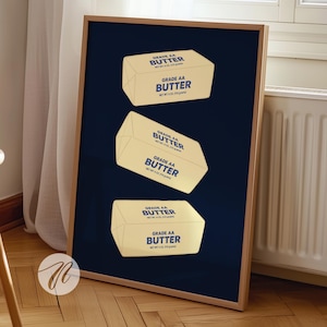 Butter Sticks Art Print, Cute Food Illustration, Funny Food Wall Decor, Abstract Kitchen Wall Art, Retro Pop Art Food Poster, Printable Gift