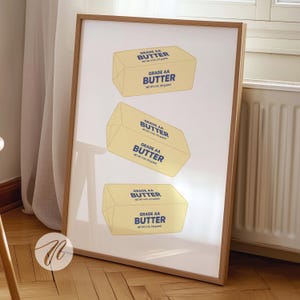 Butter Sticks Art Print, Cute Food Illustration, Funny Food Wall Decor, Abstract Kitchen Wall Art, Retro Pop Art Food Poster, Printable Gift