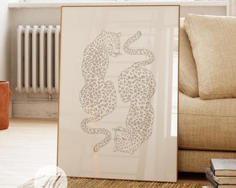 Neutral Cheetah Print, Trendy Beige Tan Wall Art, Cheetah Poster, Apartment Decor, Preppy Room Decor, College Dorm Decor, Printable