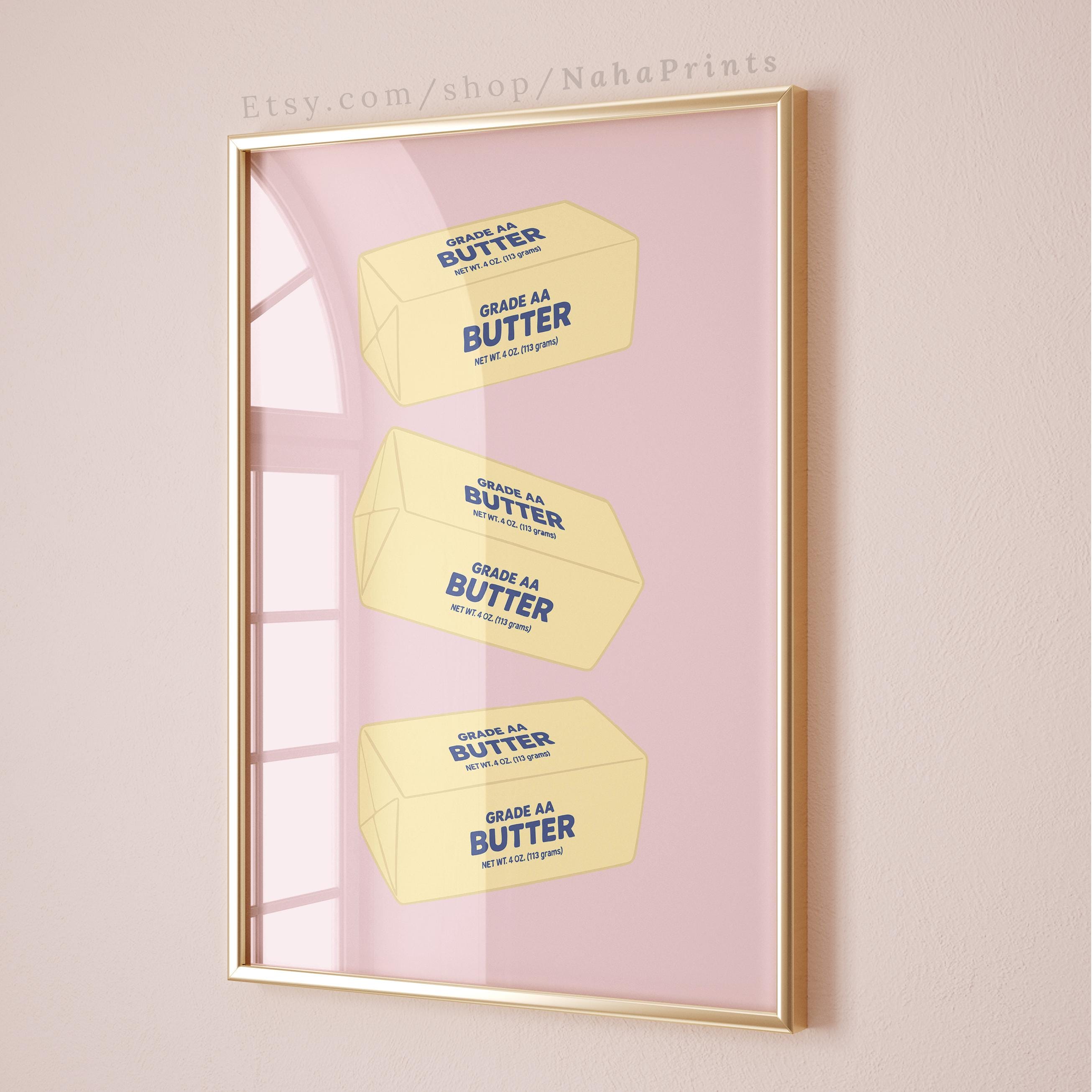 Butter Sticks Art Print, Cute Food Illustration, Funny Food Wall