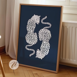 Navy Cheetah Print, Trendy Navy Blue Wall Art, Cheetah Poster, Apartment Decor, Preppy Room Decor, College Dorm Decor, Printable Digital Art