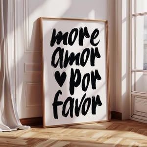 More amor por favor print, trendy muurkunst zwart wit, moderne esthetische poster, preppy muurkunstdecor, retro barwagenkunst, appartementdecor