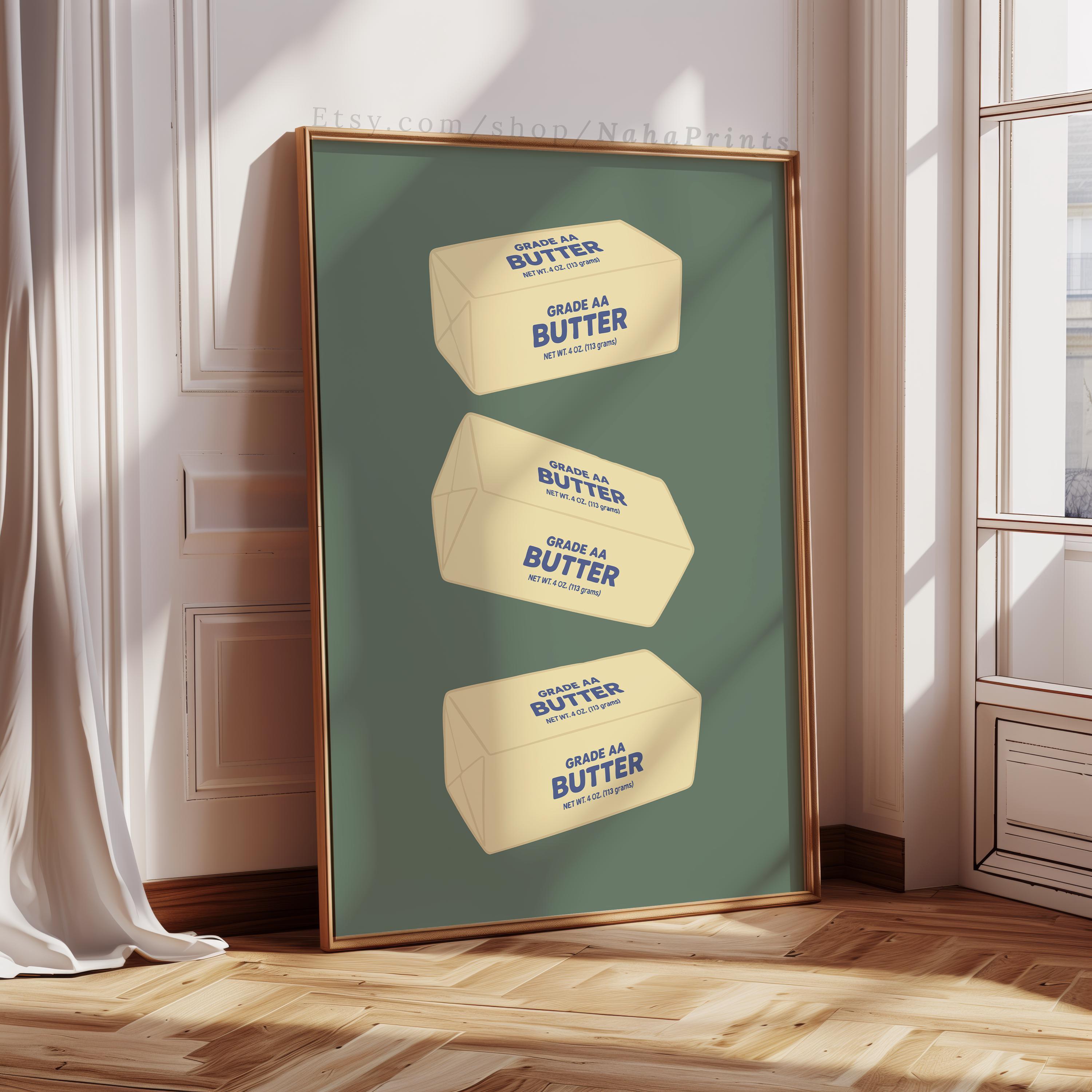 Butter Sticks Art Print, Cute Food Illustration, Funny Food Wall