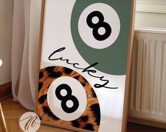 Lot De 3 Affiches Sur Toile Motif Léopard Tendance Et Funky Porte-bonheur 8 Bals, Impressions Esthétiques De Guépard, Images Pour Décoration Murale Pour Chambre De Fille, Appartement, Dortoir, 40,6 X