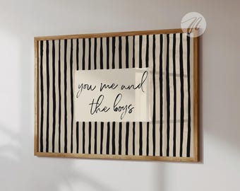 You Me And The Boys Print, Striped Wall Art, Neutral Room Decor (Digital, Horizontal)