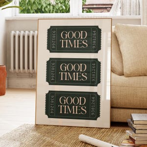 Carteles de cócteles con impresiones de boletos de buenos tiempos, estilo retro, estético, verde salvia y rosa, decoración de pared para apartamentos y cocinas modernas