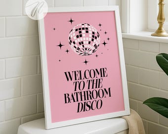 Badezimmer Wand Kunst, Disco Ball Dekor, lustiges Zitat Druck (digitaler Download)