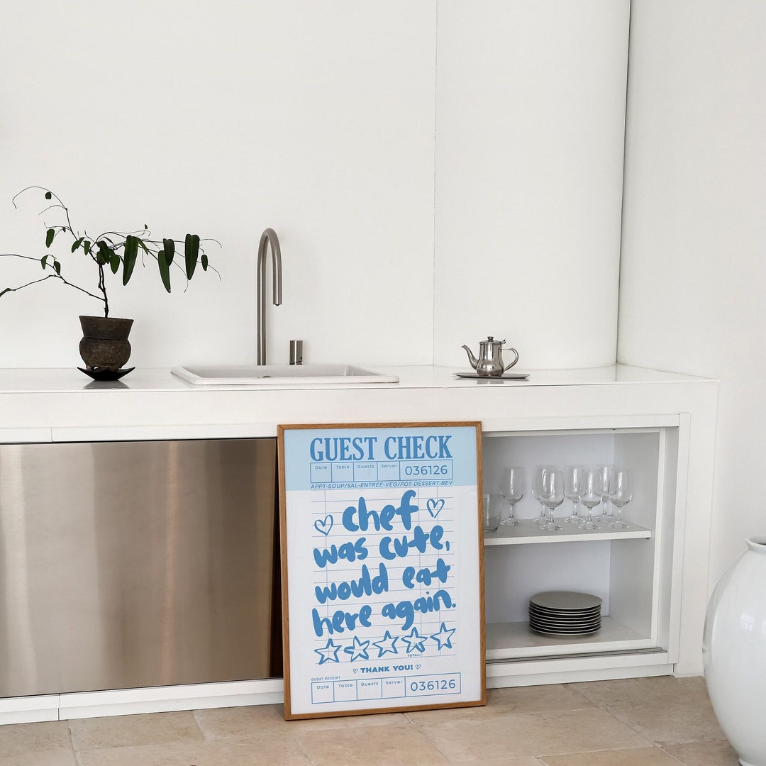Aesthetic Kitchen Blue Wall Art Decor Cute Cooking Art - Etsy