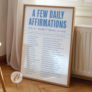daily affirmations blue wall art prints coastal cowgirl preppy dorm room decor trendy beachy positive daily reminder college apartment decor
