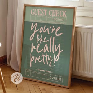 guest check prints trendy wall art sage green and pink aesthetic poster preppy wall art decor retro bar cart art trendy green printable art