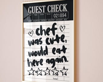 Lámina "Chef Was Cute", arte mural estético para cocina, arte culinario adorable, láminas para invitados en la cocina, decoración moderna en blanco y negro para apartamentos y cocinas.