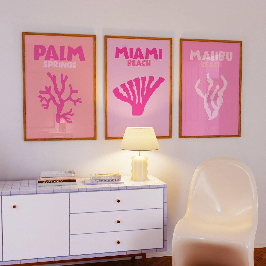 Preppy Beachy Coastal Room Decor Trendy Print Set Retro Y2k - Etsy