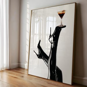 Espresso Martini Art Print Bar Cart Decor Cocktail Poster, Party Vibes Drink Sign, Fashion Boots Wall Art, Leuk College Dorm Esthetic Decor