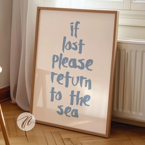 If Lost Please Return to the Sea Print, Trendy Coastal Cowgirl Wall Art Decor, Beachy House Decor, Girly Ocean Sea Aesthetic Decor Printable