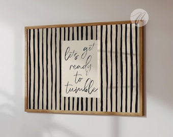 Let's Get Ready to Tumble Print, Funny Laundry Room Decor, Neutral Striped Wall Art