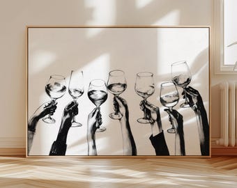 cheers print bar cart decor aesthetic abstract neutral black and white prints cheers poster bar cart art vintage alcohol printable wall art