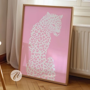 leopard prints light pink preppy wall art preppy dorm room decor aesthetic wall art cheetah prints trendy muted pink wall art dopamine decor