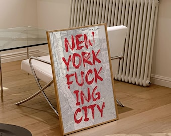 New York City Map Art Print: Trendy NYC Poster (Digital Download)