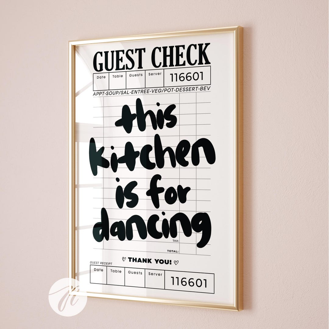 kitchen wall art set of 6 fun foodie prints this... This Kitchen is for Dancing Kitchen Wall Art Cooking Aesthetic Decor ...