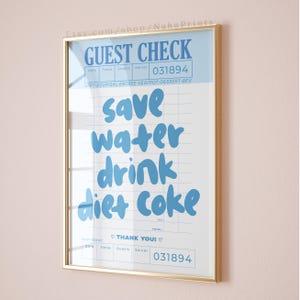 gość czek wydruki modna sztuka ścienna niebieski preppy kuchnia estetyczny plakat sztuka ścienna wystrój retro bar wózek wystrój modna dieta cola sztuka wydruki