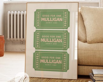 Good for one Mulligan ticket print, golfhumor home decor, golfliefhebber muurkunst, golfer geschenken, groene en roze esthetische poster, afdrukbaar