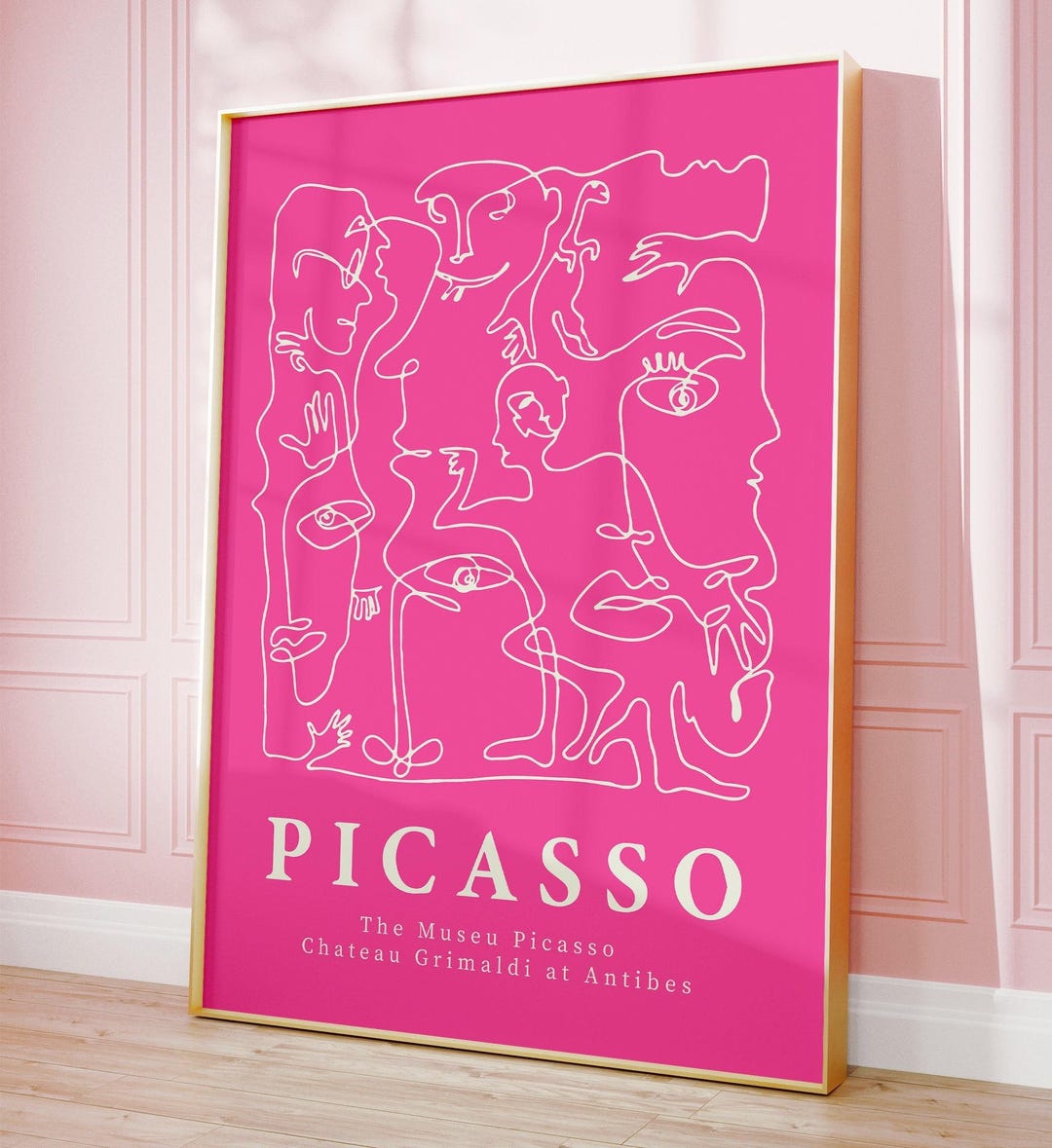 Pink Retro Picasso Exhibition Print, Gallery Wall Art (digital