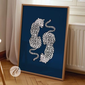 Navy Cheetah Print, Trendy Navy Blue Wall Art, Cheetah Poster, Apartment Decor, Preppy Room Decor, College Dorm Decor, Printable Digital Art