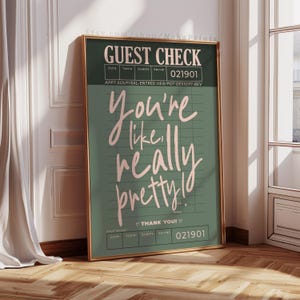 guest check prints trendy wall art sage green and pink aesthetic poster preppy wall art decor retro bar cart art trendy green printable art