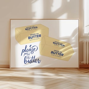Butter Sticks Art Print, Cute Food Illustration, Funny Food Wall Decor, Abstract Kitchen Wall Art, Retro Pop Art Food Poster, Printable Gift