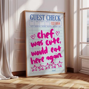 chef was cute print, sztuka ścienna do kuchni gotowanie estetyczny wystrój, plakat z czekiem dla gości, modny retro funky preppy apartament dekoracja akademika sztuka ścienna
