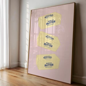Butter Sticks Art Print, Cute Food Illustration, Funny Food Wall Decor, Abstract Kitchen Wall Art, Retro Pop Art Food Poster, Printable Gift