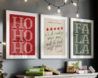 Classic Christmas Wall Art Prints, Holiday Decor (Digital Download)